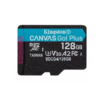 Kingston Technology 128GB microSDXC Canvas Go Plus Gen4 200MB/s A2 U3 V30 karte + adapteris