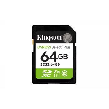Kingston Canvas Select Plus 64 GB SDXC atmiņas karte, 100 MB/s, C10, UHS-I, U1, V10