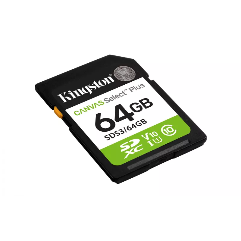 Kingston Canvas Select Plus 64 GB SDXC atmiņas karte, 100 MB/s, C10, UHS-I, U1, V10