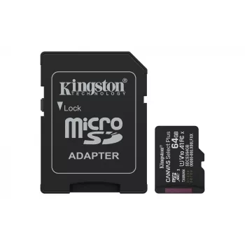 Kingston Canvas Select Plus 64GB microSDXC A1 klase 100MB/s + adapteris