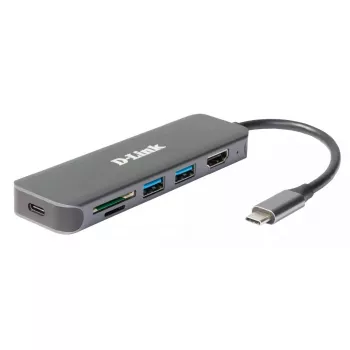 D-Link 6-in-1 USB-C centrmezgls ar HDMI/karšu lasītāju/barošanas piegādi