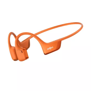 Kaulu vadības austiņas Shokz OpenRun Pro 2 — binaurālas, bezvadu Bluetooth 5.3, IP55, 12 h darbība, 150 mAh, oranža, aizauss stiprinājums
