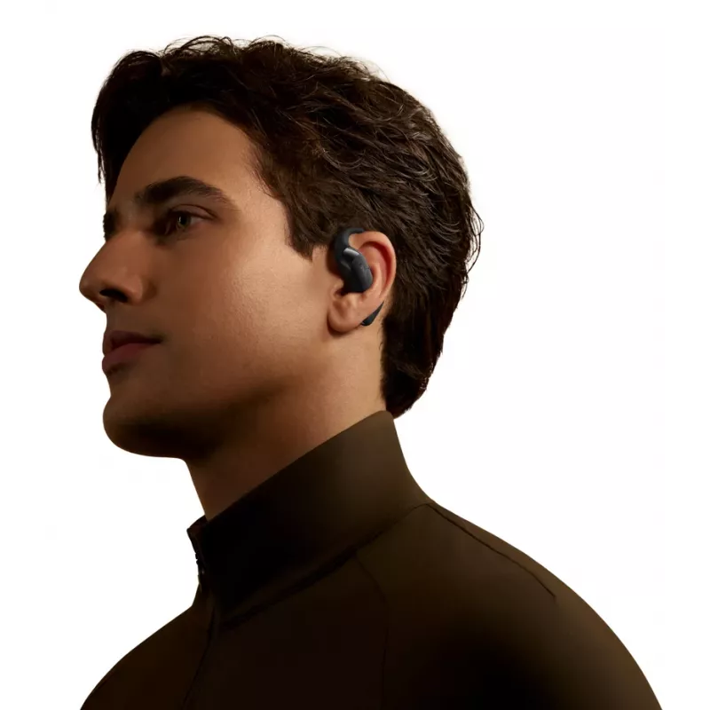 Austiņas JLAB AUDIO SHOKZ OpenFit 2 — kaulu vadība, bezvadu, atvērtas, āķa stiprinājums, melnas