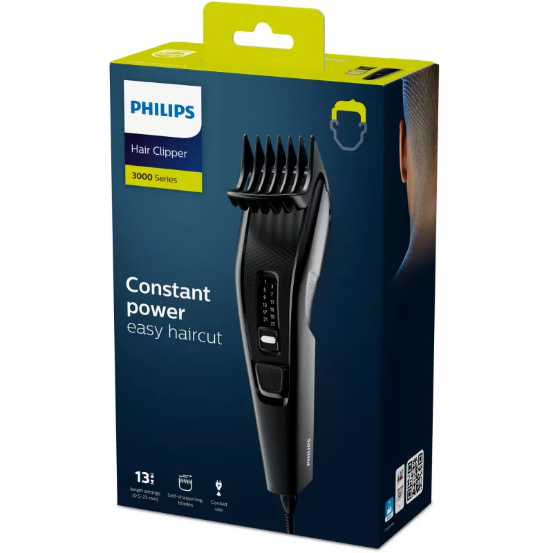 Philips 3000 sērijas matu griešanas mašīnīte HC3510/15, melna