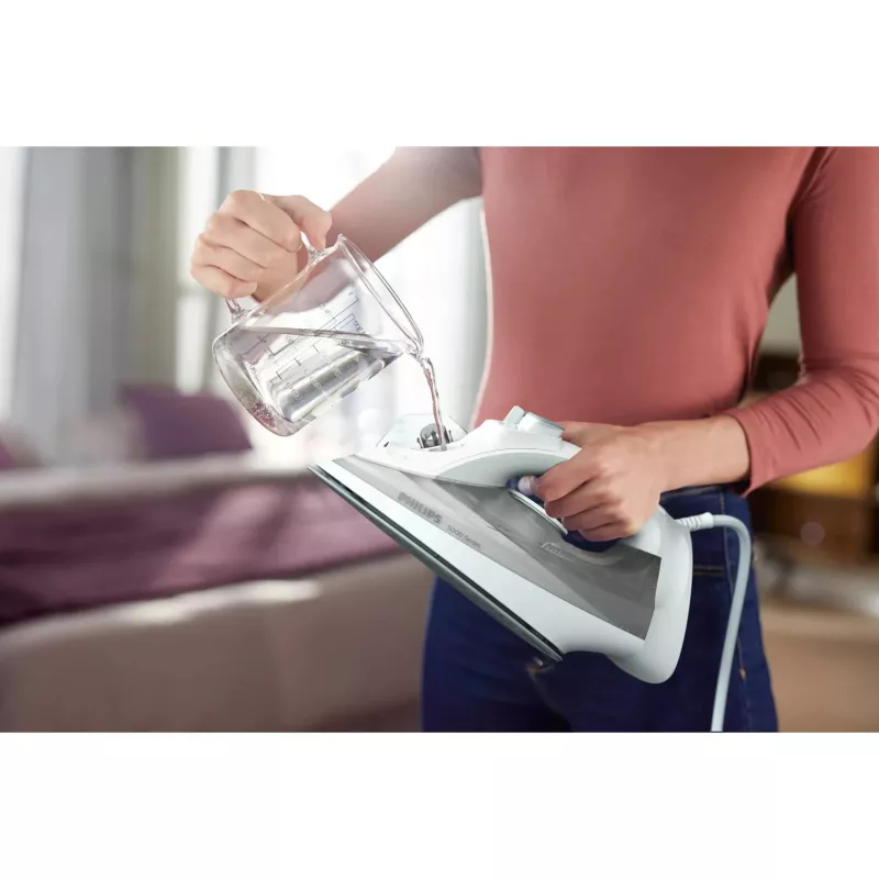 Philips 5000 sērija DST5010/10 gludeklis ar tvaiku, SteamGlide Plus zole, 2400 W, pelēks, balts