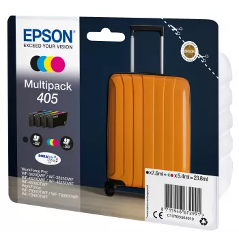 Epson 405 DURABrite Ultra Ink tintas kasetne 4 gab. (melnā, ciāna, fuksīna, dzeltenā) oriģināls standarta ietilpība