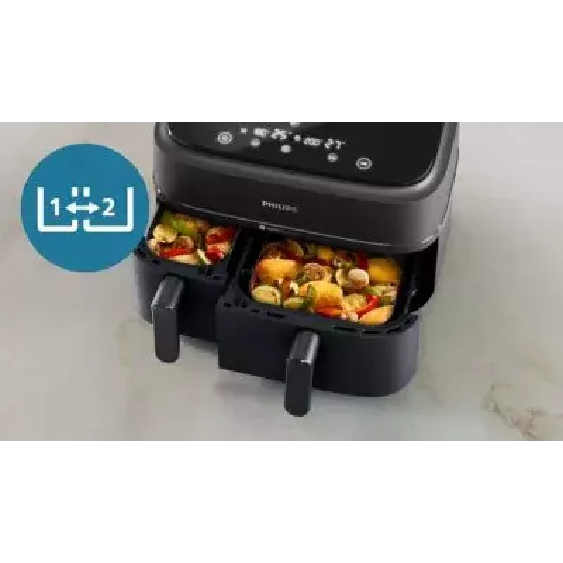 Fritētājs Philips 3000 Series Dual Basket Airfryer NA352/00 — 9 L, 2750 W, divi grozi, 8 programmas, 40–200°C