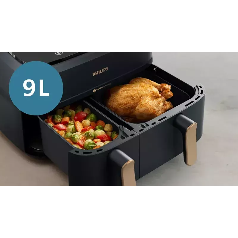 Fritētājs Philips 3000 Series Dual Basket Airfryer NA352/00 — 9 L, 2750 W, divi grozi, 8 programmas, 40–200°C