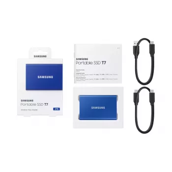 Ārējais SSD Samsung T7 Portable 2TB USB Type-C 3.2 Gen 2 Zils (NVMe, 1050/1000 MB/s)