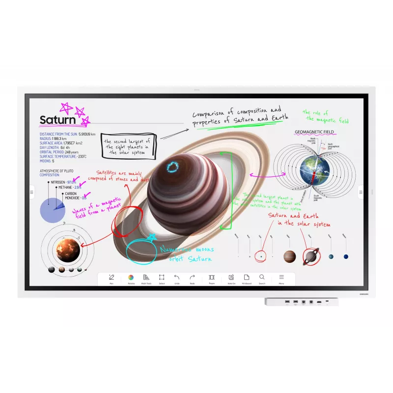 Samsung WM65B interaktīvā tāfele 165,1 cm (65 collas) 3840 x 2160 pikseļi Skārienjutīgs Pelēks, Balts