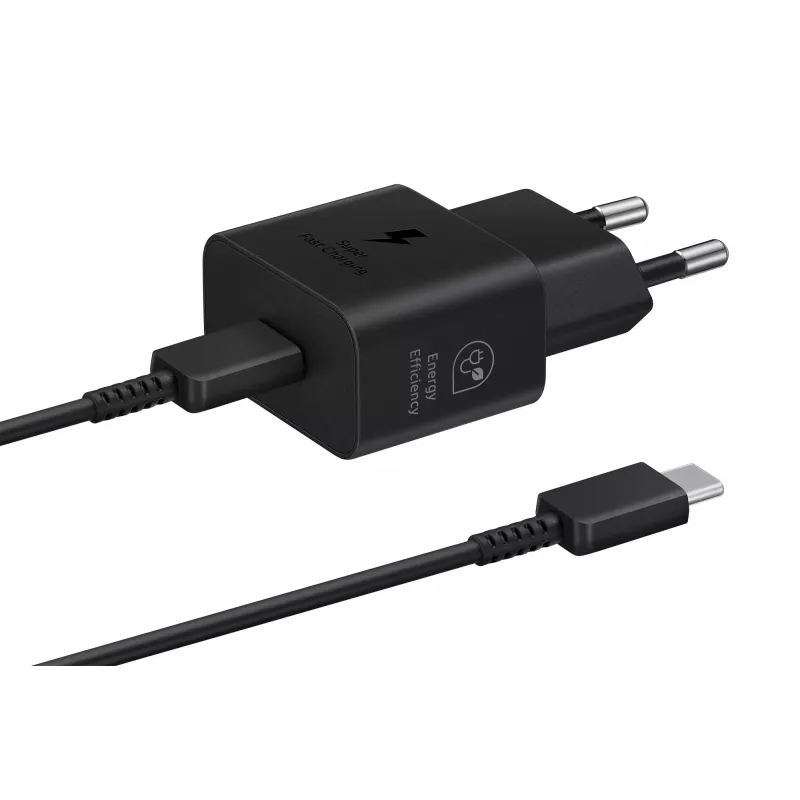 Lādētājs Samsung EP-T2510 25W USB-C ātrai uzlādei, melns, 1 m kabelis