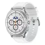 Viedpulkstenis Samsung Galaxy Watch 8 Classic 46 mm — 1,3 collu AMOLED, 438×438, 64 GB, Wi‑Fi, GPS, Sudraba korpuss, Balta siksniņa