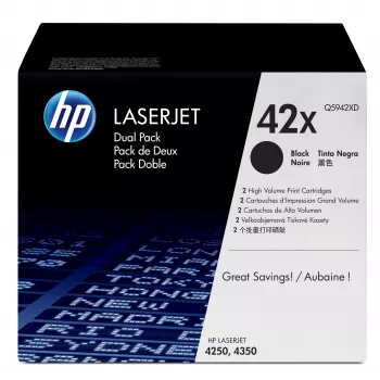 HP 42X 2 komplekts augstas ietilpības melns oriģinālais lāzertoptera tonera kasetnes