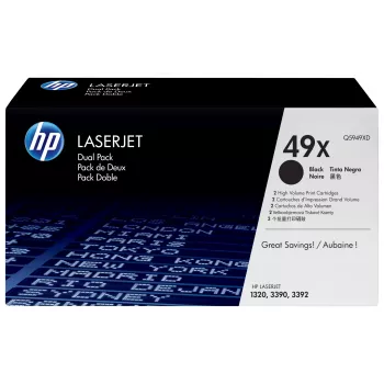 HP 49X lāzerprintera tonera kasetne 2 gab. Oriģināla Melna
