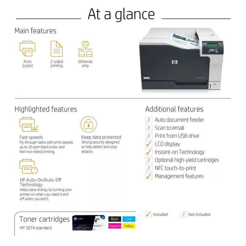 HP Color LaserJet Professional CP5225dn printeris, lāzerkrāsu, A3, 600 x 600 DPI, 20 lpp/min, abpusējā druka