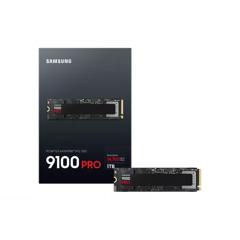 M.2 NVMe SSD Samsung 9100 PRO 1 TB, PCIe 5.0, 2280, Nolasīšana 14700 MB/s, Rakstīšana 13300 MB/s