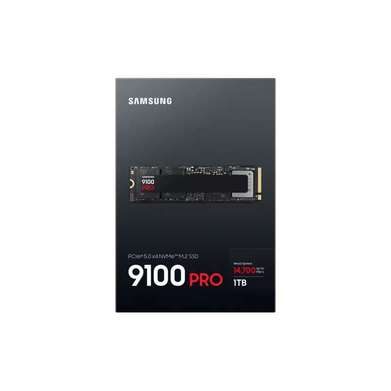 M.2 NVMe SSD Samsung 9100 PRO 1 TB, PCIe 5.0, 2280, Nolasīšana 14700 MB/s, Rakstīšana 13300 MB/s