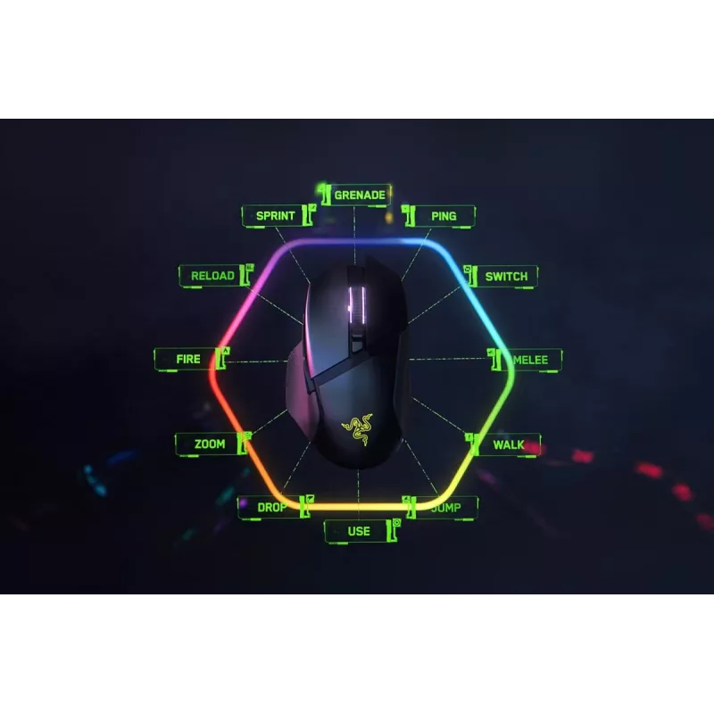 RAZER Basilisk V3 Pro Pielāgojama Bezvadu Spēļu Pele ar Razer Hyperscroll Tilt Riteni