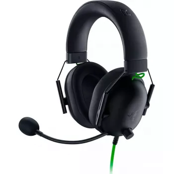 Vadu spēļu austiņas Razer BlackShark V2 X — binurālās, 3,5 mm, 32 Ω, 100 dB, trokšņus slāpējošs buma mikrofons, 1,3 m kabelis, zaļa/melna