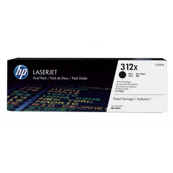 Toneru kasetņu komplekts HP 312X (CF380XD) — 2× melna augstas ražības, 8800 lpp katrs