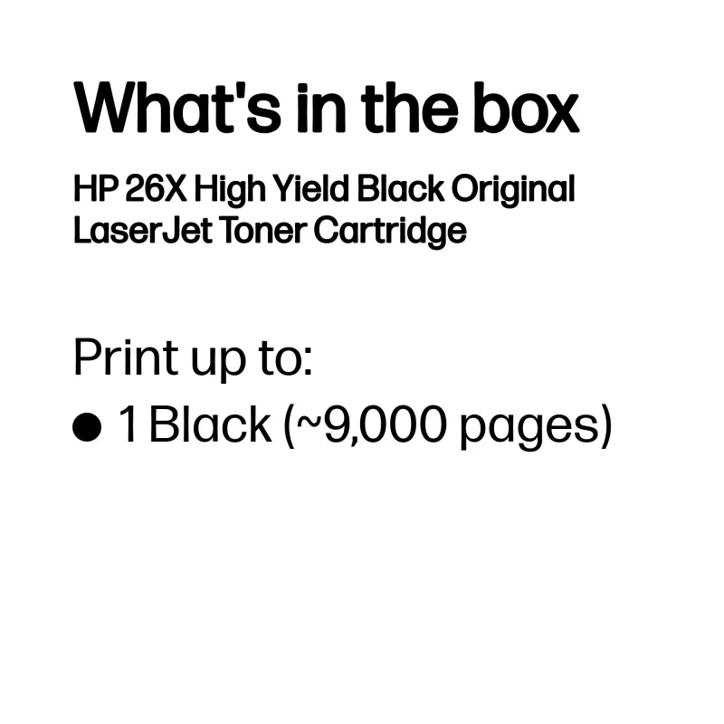 HP 26X augstas ražības melns oriģināls LaserJet tonera kasetne, 9000 lpp., melns, 1 gab.