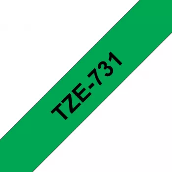 Lentas lente Brother TZE731 12mm zaļa uz melna, 8m