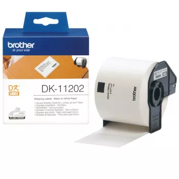 Brother DK11202 sūtījumu etiķetes, melns uz balta, 62 mm