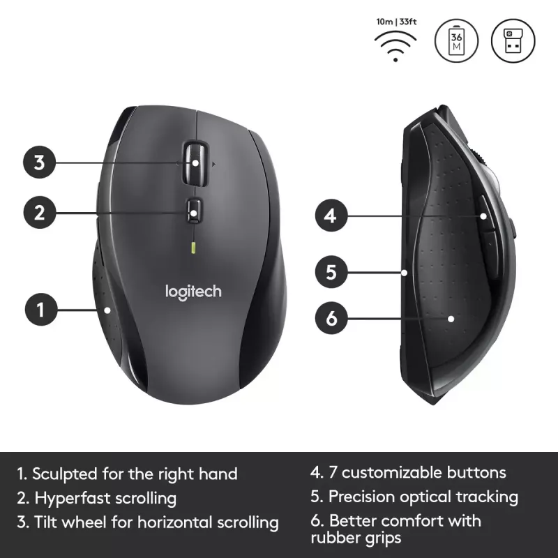 Pele Logitech Marathon M705 RF Bezvadu