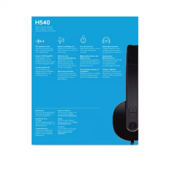 Austiņas Logitech H540 ar iebūvētu mikrofonu, USB Type-A, melnas