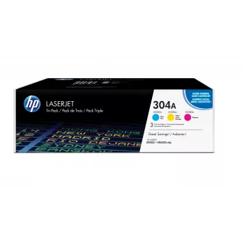 HP 304A 3 komplekts Ciāna/Madženta/Dzeltena oriģinālās LaserJet tonera kasetnes