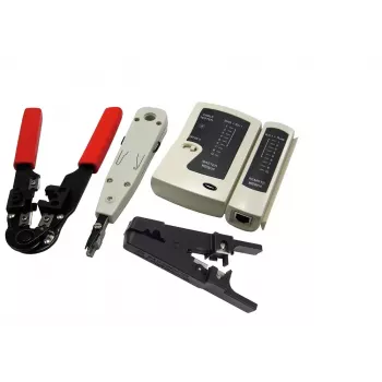 Kabeļu sagatavošanas instrumentu komplekts LOGILINK WZ0012 — RJ45 un RJ11 (noņēmējs, krimpētājs, griezējs)