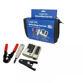 Kabeļu sagatavošanas instrumentu komplekts LOGILINK WZ0012 — RJ45 un RJ11 (noņēmējs, krimpētājs, griezējs)