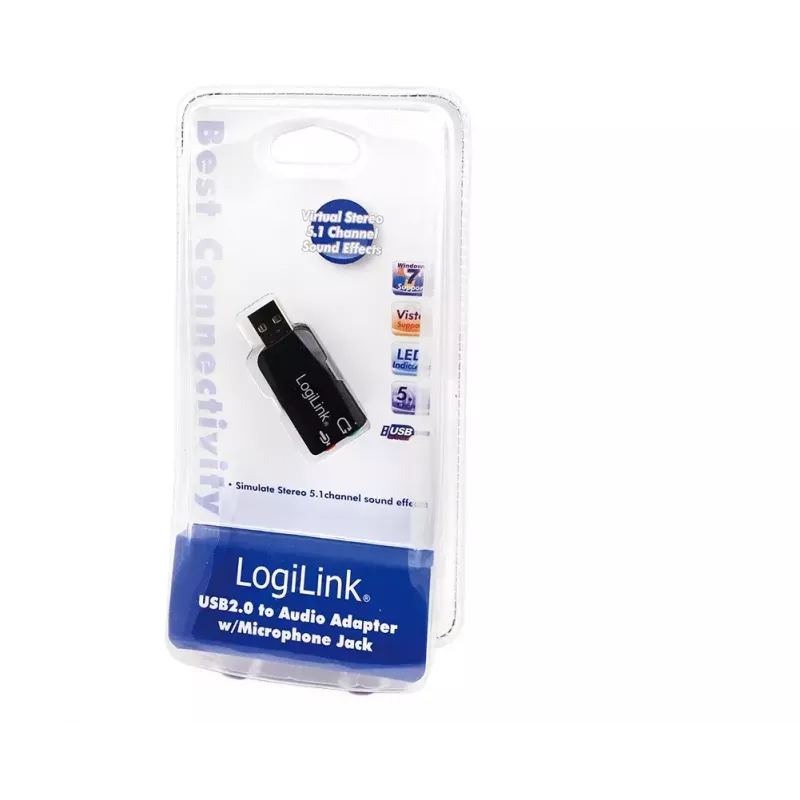 USB skaņas karte LOGILINK UA0053 — USB interfeiss, 5.1 kanālu audio izvade