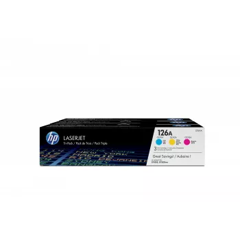 HP 126A 3-paka Ciāna/Magenta/Dzeltena oriģinālās LaserJet tonera kasetnes