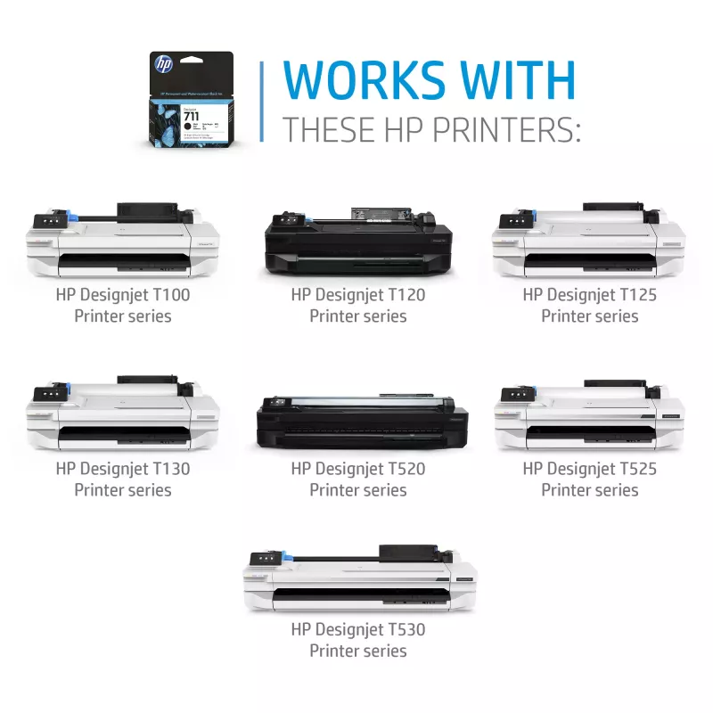 HP 711 80 ml melna tintes kasetne DesignJet