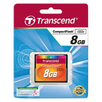 CompactFlash karte Transcend TS8GCF133, 8 GB, 50 MB/s lasīšana, 20 MB/s rakstīšana