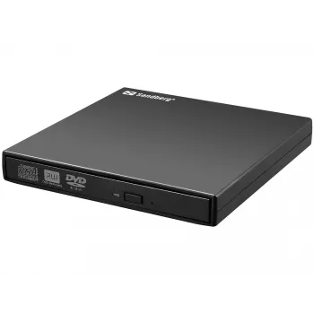 Sandberg USB DVD Diskdzinis, Melns, Galddators/Portatīvais dators, DVD Super Multi, USB 2.0, CD-R, CD-ROM, CD-RW, DVD-R, DVD-ROM, DVD-RW, 24x