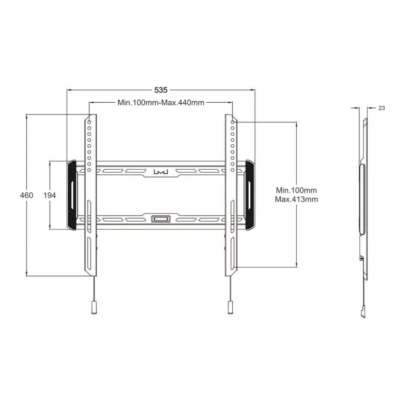Multibrackets M Universāls fiksēts sienas stiprinājums vidējs melns