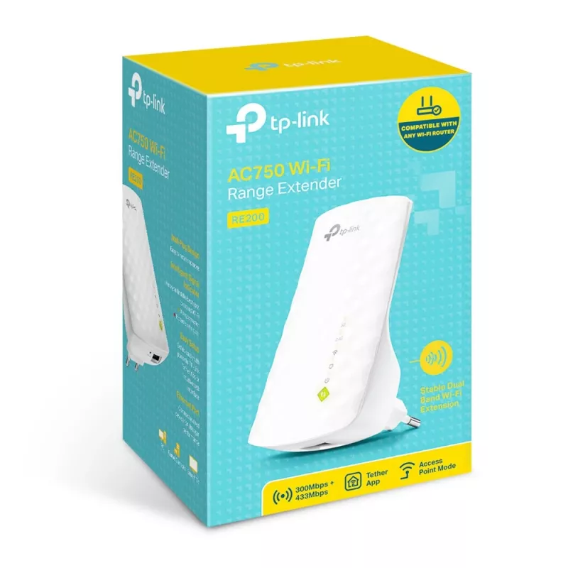 TP-Link RE200 tīkla pastiprinātājs (repeater) balts 10/100 Mbit/s
