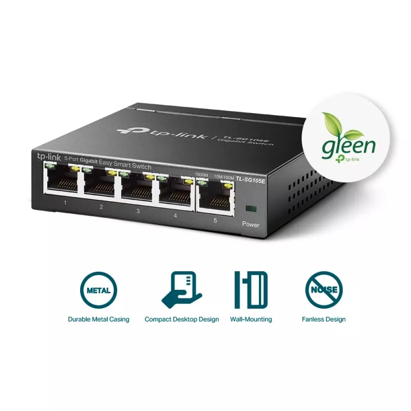 TP-Link 5-Portu Gigabit Easy Smart Slēdzis, Pārvaldāms, L2, Gigabit Ethernet (10/100/1000)