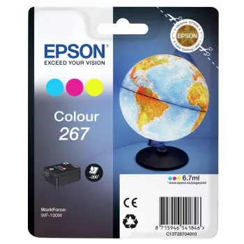 Epson Globe Singlepack Colour 267 tintas kasetne, ciāna, fuksīna, dzeltena, pigmenta tinte, 6.7 ml, 1 gab., 200 lpp.