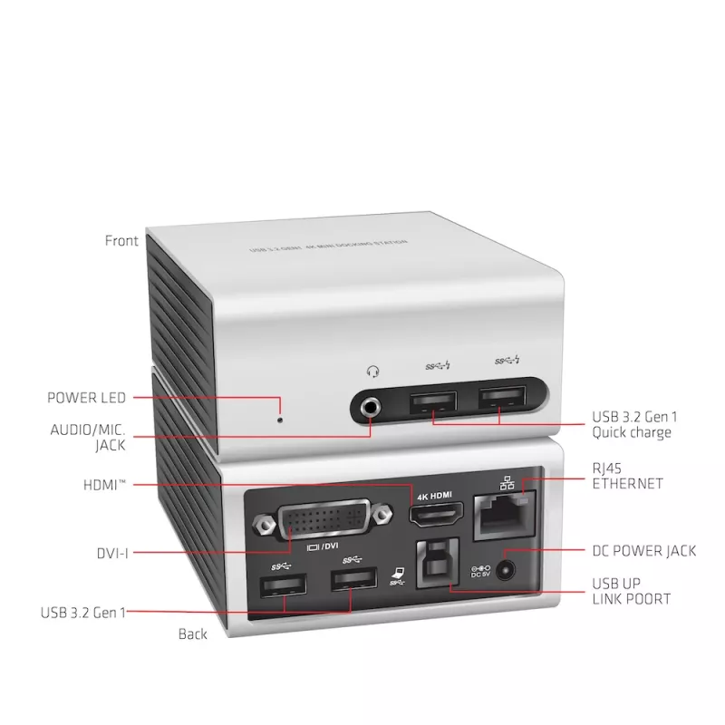 CLUB3D USB 3.2 Gen 1 Mini Dokošanas stacija 4K UHD pie 30Hz, īpaši plāns dizains