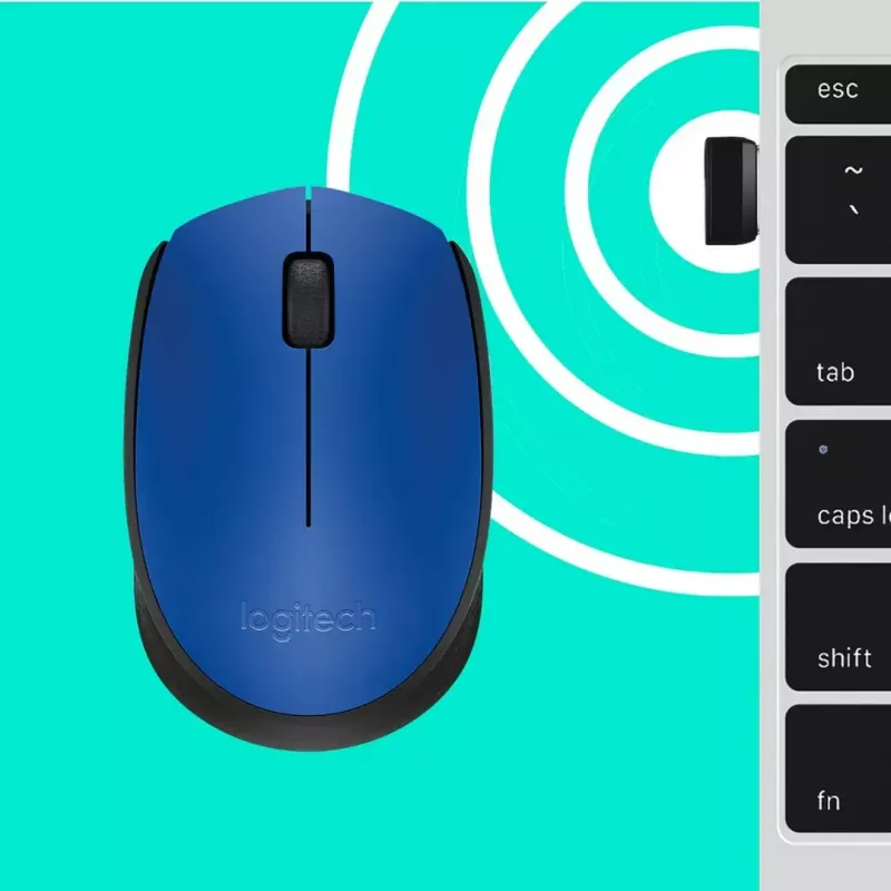 Logitech M171 bezvadu pele RF optiskā 1000 DPI, zila