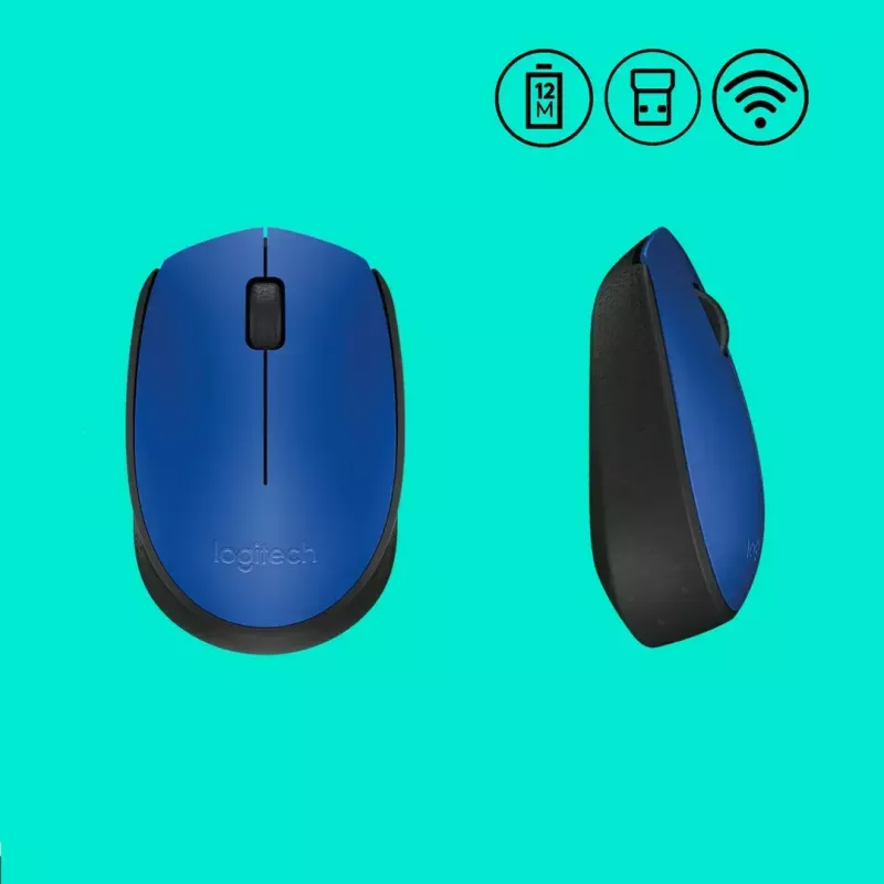 Logitech M171 bezvadu pele RF optiskā 1000 DPI, zila