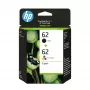 HP 62 2-pack Melnā/Krāsu oriģinālās tintes kasetnes, melna, ciāna, fuksīna, dzeltena, pigmenta tinte, 2 gab., 200 lapas
