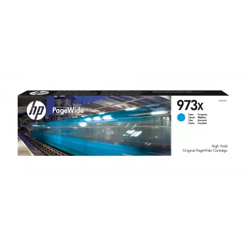 HP 973X augstas ietilpības ciāna oriģinālā PageWide kasetne, ciāna, 1 gab., 7000 lapas