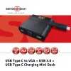 CLUB3D USB Type-C uz VGA + USB 3.0 + USB Type-C uzlādes Mini Doks