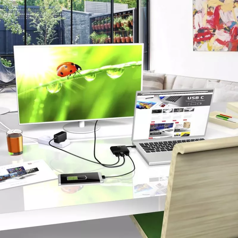 CLUB3D USB Type-C uz VGA + USB 3.0 + USB Type-C uzlādes Mini Doks
