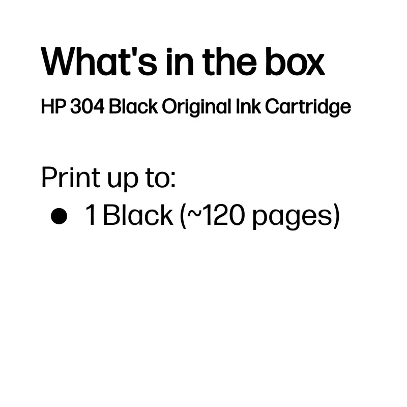HP 304 Black Original Ink Cartridge, Melns, 1 gab., 120 lpp.