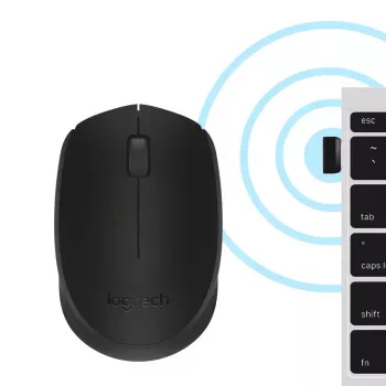 Bezvadu optiskā pele Logitech B170 RF, abpusēja, 3 pogas, melna, 10 m darbības rādiuss, līdz 12 mēnešiem baterijas darbības laiks